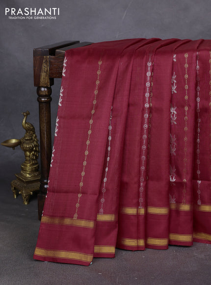 Pure uppada silk saree red with allover silver & zari weaves & buttas and rettapet zari woven border
