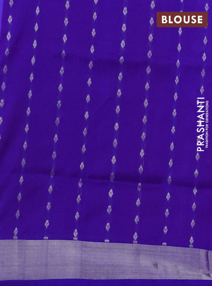 Pure uppada silk saree dual shade of pink  and royal blue with allover zari woven buttas and zari woven border
