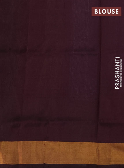 Pure uppada silk saree dual shade blue and coffee brown with allover silver & zari woven buttas and long temple zari woven border