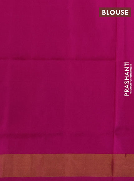 Pure uppada silk saree dual shade of pinkish orange and pink with allover silver & zari woven buttas and long temple zari woven border