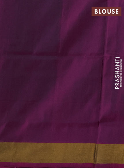 Pure uppada silk saree peacock green and purple with allover silver & zari woven buttas and long temple zari woven border