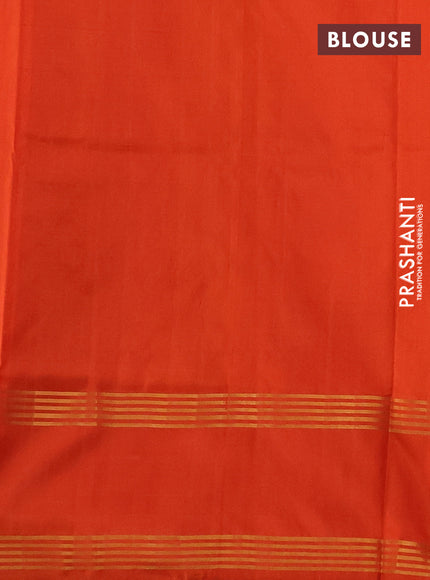Pure uppada silk saree mustard yellow and orange with allover zari stripe & buttas and long rettapet zari woven border