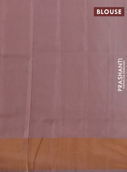 Pure uppada silk saree teal blue shade and pastel peach with allover zari stripe & buttas and long zari woven border