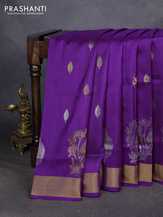 Pure uppada silk saree purple with allover silver & zari woven buttas and zari woven border