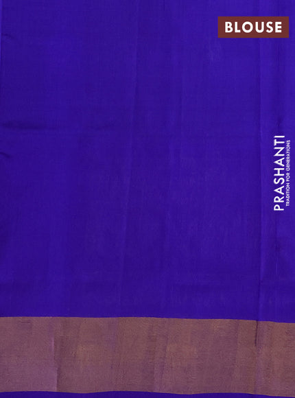 Pure uppada silk saree dual shade of bluish green and royal blue with allover silver & zari woven buttas and long zari woven border