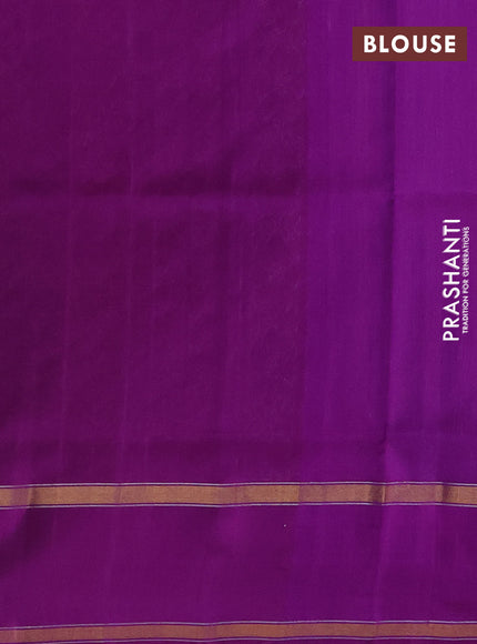 Pure uppada silk saree dual shade of blue and purple with allover zari stripe & buttas and rettapet zari woven border