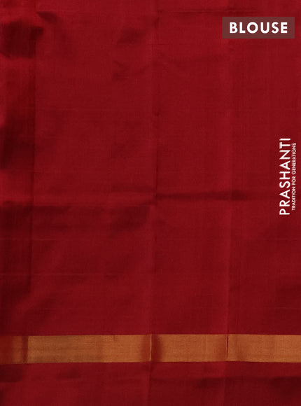 Pure uppada silk saree peach pink and maroon with allover checks & buttas and zari woven butta border