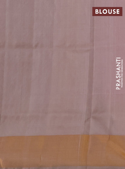Pure uppada silk saree light pink and beige with allover zari stripe & butta and zari woven border