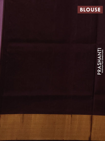 Pure uppada silk saree wine shade and coffee brown with allover zari stripe & butta and zari woven border