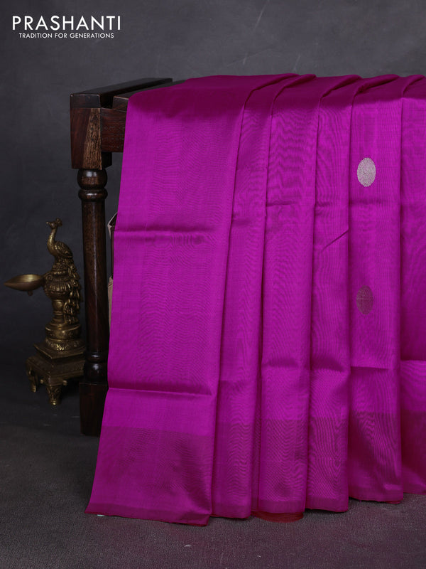 Pure uppada silk saree pink and orange with allover silver & zari coin buttas and simple border