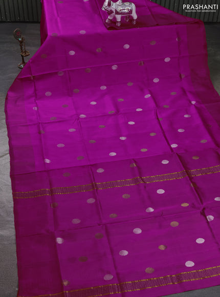 Pure uppada silk saree pink and orange with allover silver & zari coin buttas and simple border