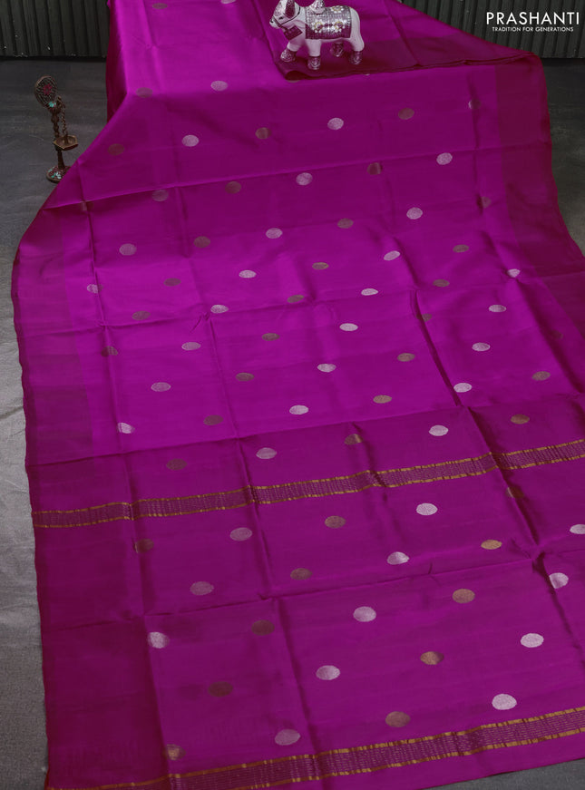 Pure uppada silk saree pink and orange with allover silver & zari coin buttas and simple border