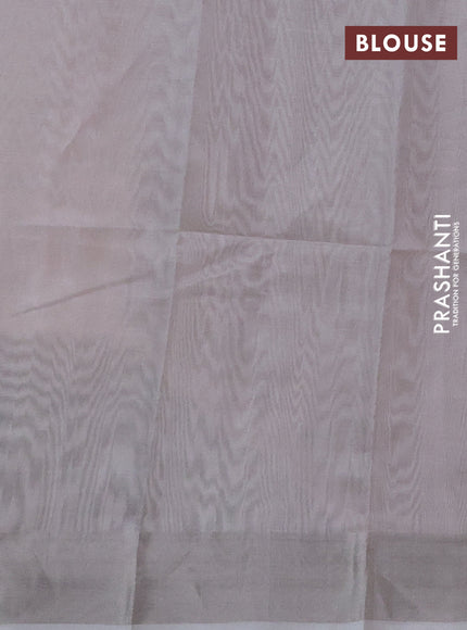 Pure uppada silk saree pastel peach and grey with allover zari coin butta and zari woven border