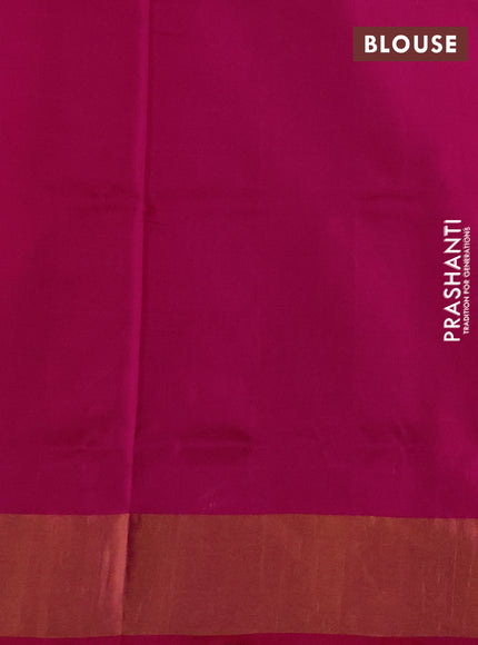 Pure uppada partly silk saree black and dark pink with plain body and zari woven border