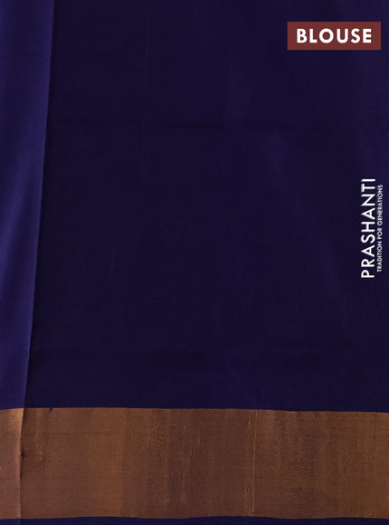 Pure uppada partly silk saree cs blue and navy blue with plain body and zari woven border