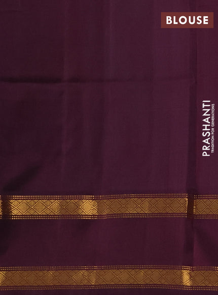 Pure uppada silk saree peacock blue and wine shade with plain body and long rettapet zari woven border