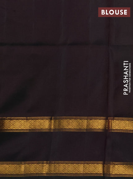Pure uppada silk saree rust shade and bottle green with plain body and long rettapet zari woven border