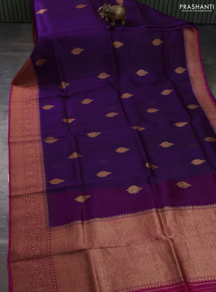 Banarasi organza silk saree purple and pink with allover thread & zari woven buttas and banarasi style border