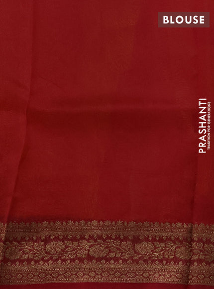 Banarasi organza silk saree yellow and red with allover thread & zari woven buttas and banarasi style border