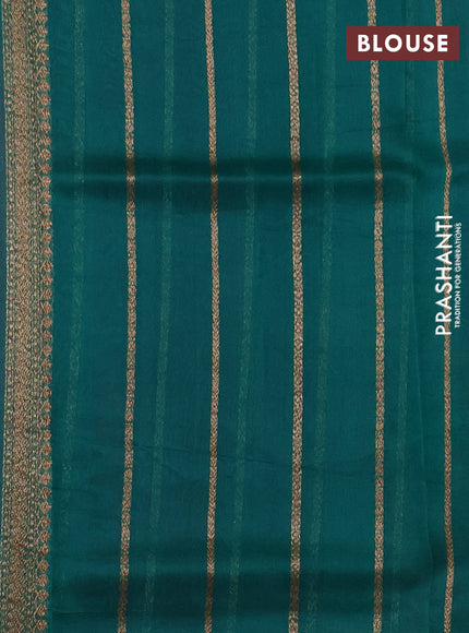 Banarasi organza silk saree pink and teal green with allover thread & zari woven buttas and banarasi style border