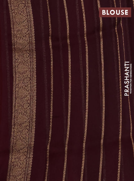 Banarasi organza silk saree maroon and coffee brown with allover thread & zari woven buttas and banarasi style border
