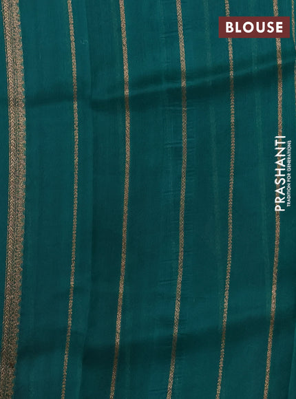 Banarasi organza silk saree pink and teal green with allover thread & zari woven buttas and banarasi style border