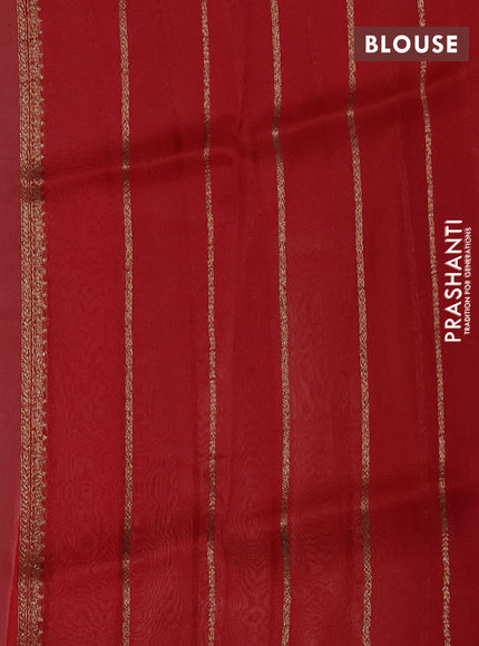 Banarasi organza silk saree off white and red with allover thread & zari woven buttas and banarasi style border