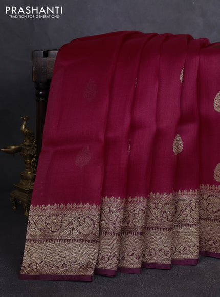 Banarasi organza silk saree maroon and wine shade with allover thread & zari woven buttas and banarasi style border