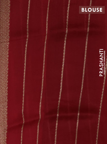 Banarasi organza silk saree green and red with allover thread & zari woven buttas and banarasi style border
