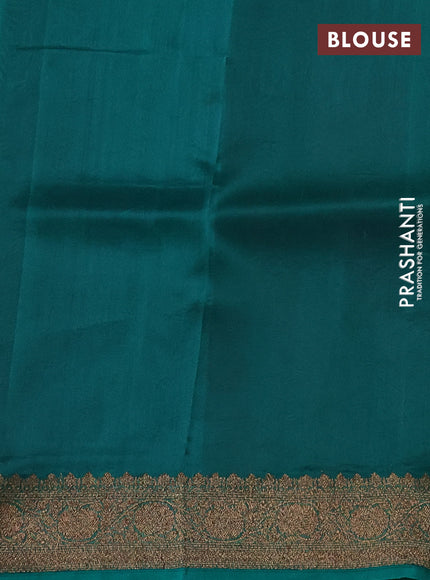 Banarasi organza silk saree pink and teal green with allover thread & zari woven buttas and banarasi style border