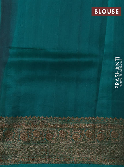 Banarasi organza silk saree pink and teal green with allover thread & zari woven buttas and banarasi style border
