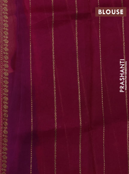 Banarasi organza silk saree violet and pink with allover thread & zari woven buttas and banarasi style border