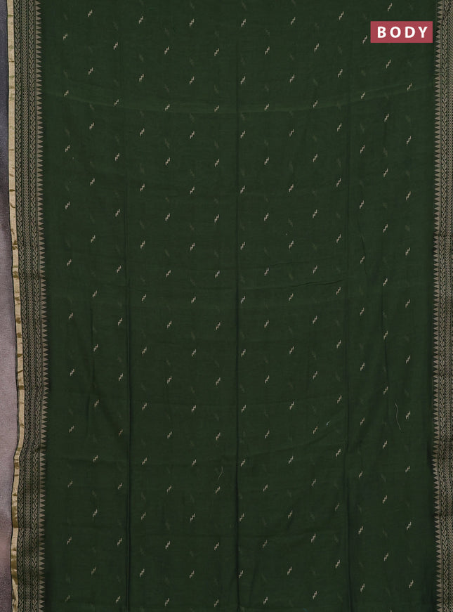 Bengal cotton saree sap green with thread woven buttas and thread & zari woven border