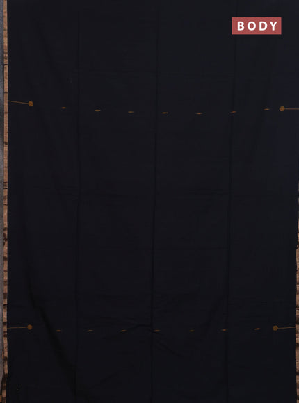 Bengal cotton saree black with thread woven buttas and thread & zari woven border