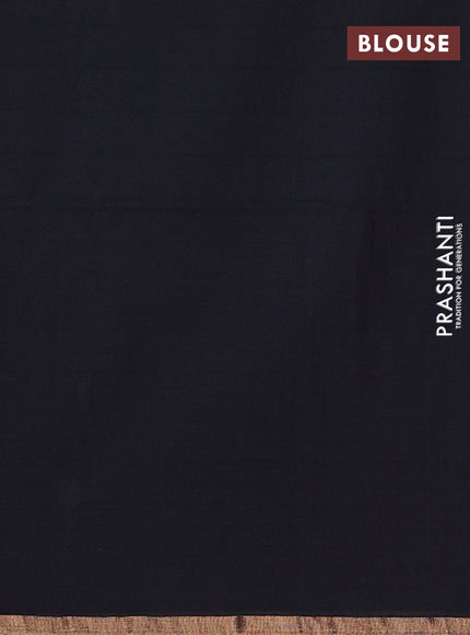 Bengal cotton saree black with thread woven buttas and thread & zari woven border