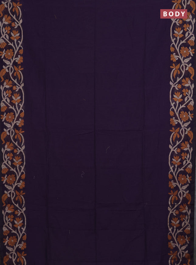 Bengal cotton saree violet with plain body and thread woven border