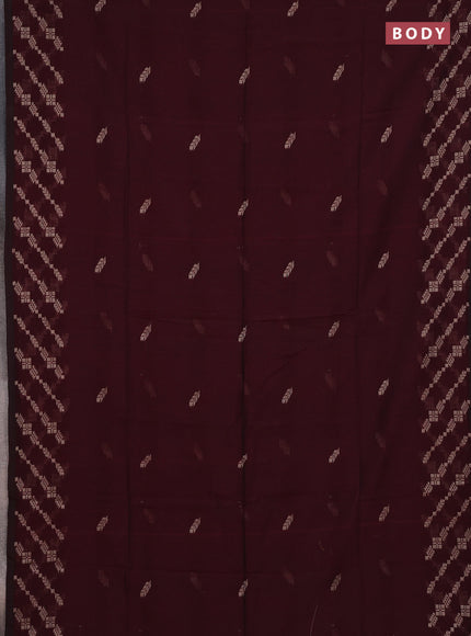 Bengal cotton saree maroon and navy blue with thread woven buttas and thread woven border
