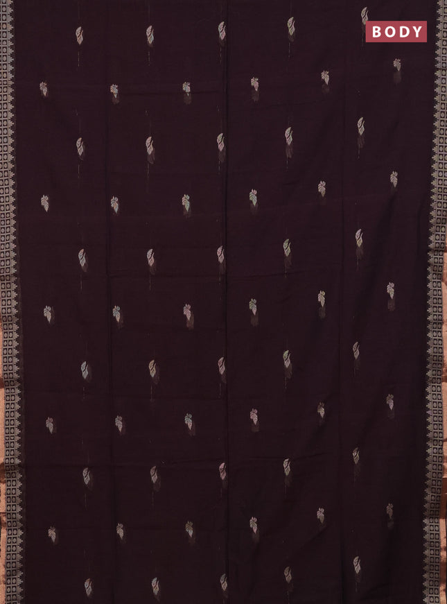 Bengal cotton saree deep wine shade with allover thread woven buttas and thread & zari woven border