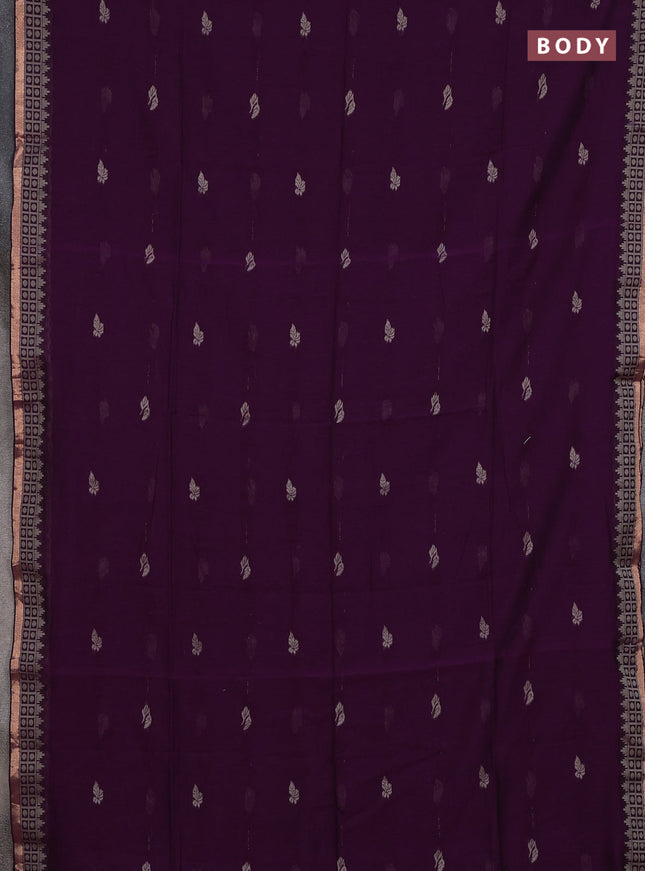 Bengal cotton saree purple with allover thread woven buttas and thread & zari woven border