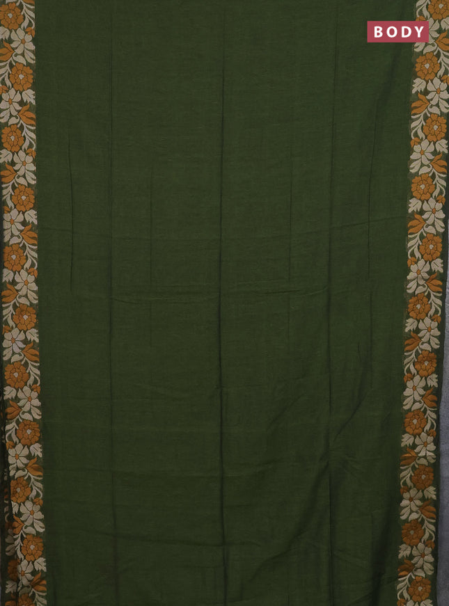 Bengal cotton saree sap green with plain body and thread woven border