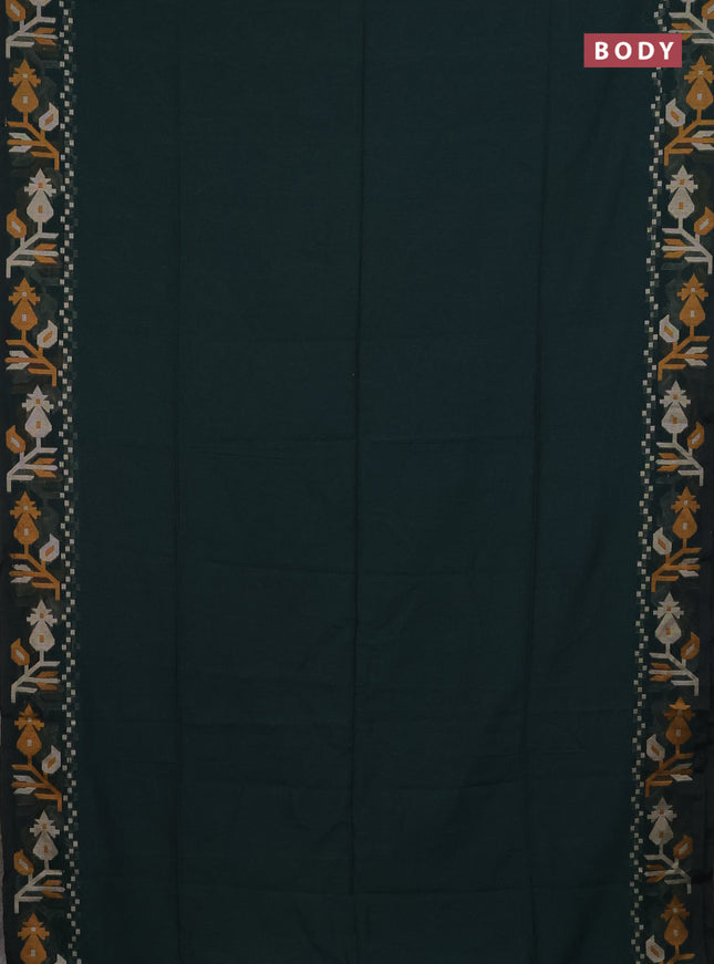 Bengal cotton saree bottle green with plain body and thread woven border