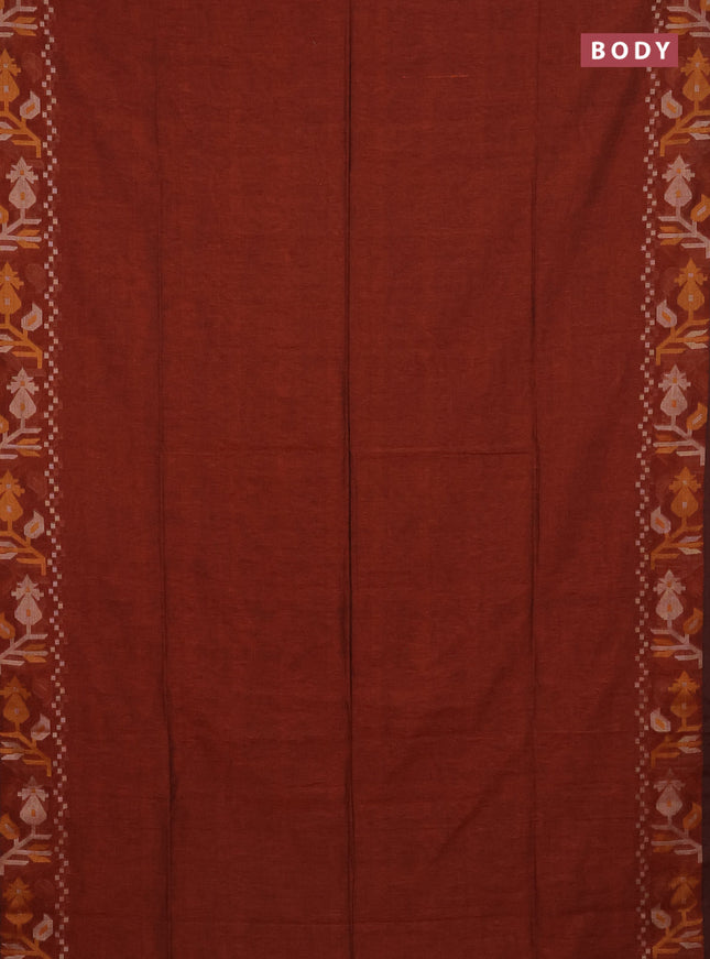 Bengal cotton saree rust shade with plain body and thread woven border