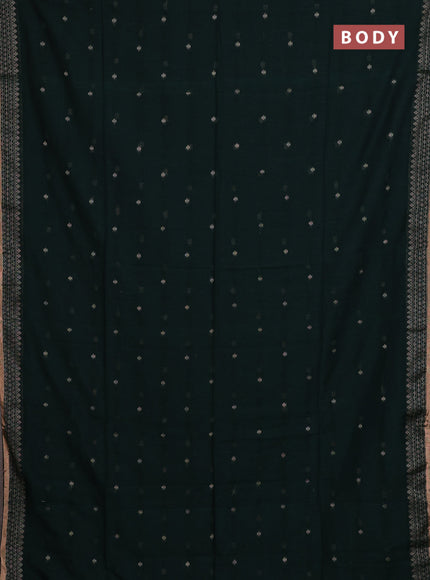 Bengal cotton saree bottle green with thread woven buttas and thread & zari woven border