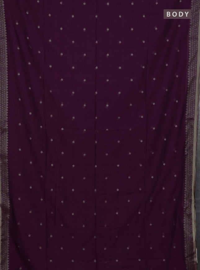 Bengal cotton saree purple with thread woven buttas and thread & zari woven border