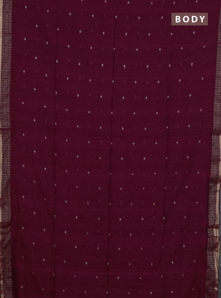 Bengal cotton saree magenta pink with thread woven buttas and thread & zari woven border
