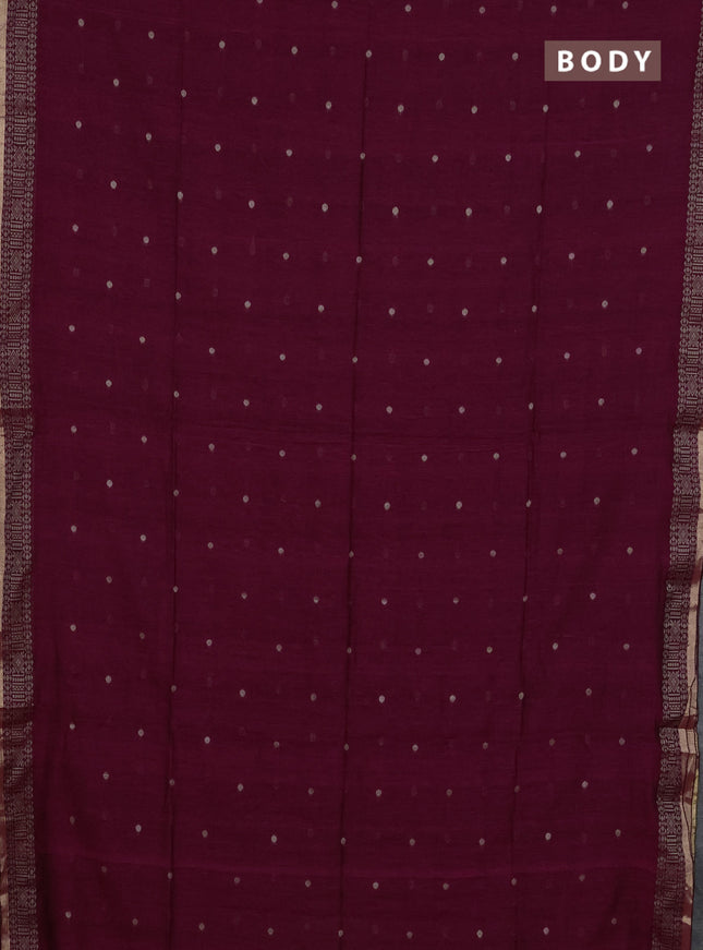 Bengal cotton saree magenta pink with thread woven buttas and thread & zari woven border
