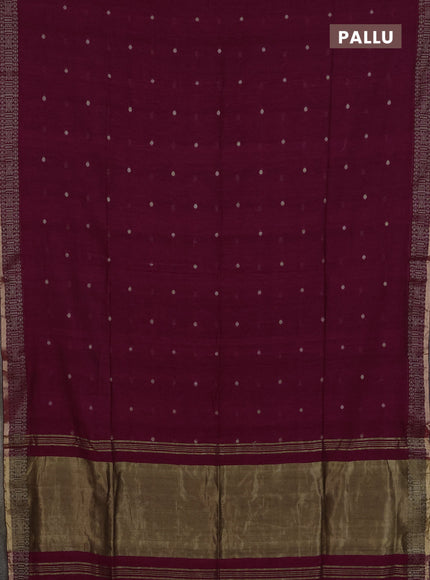Bengal cotton saree magenta pink with thread woven buttas and thread & zari woven border