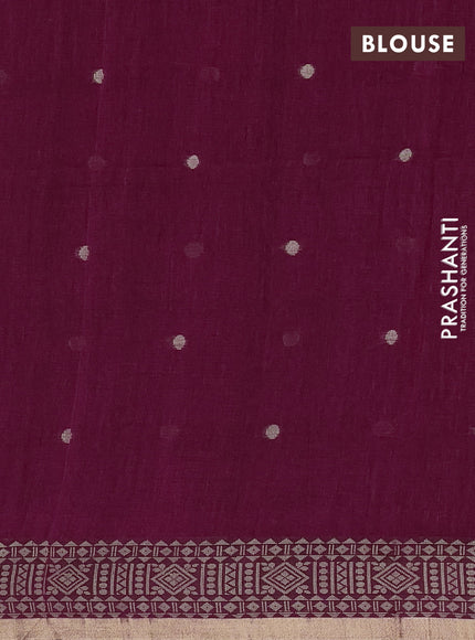 Bengal cotton saree magenta pink with thread woven buttas and thread & zari woven border
