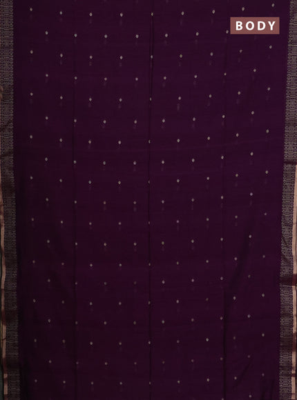 Bengal cotton saree purple with thread woven buttas and thread & zari woven border