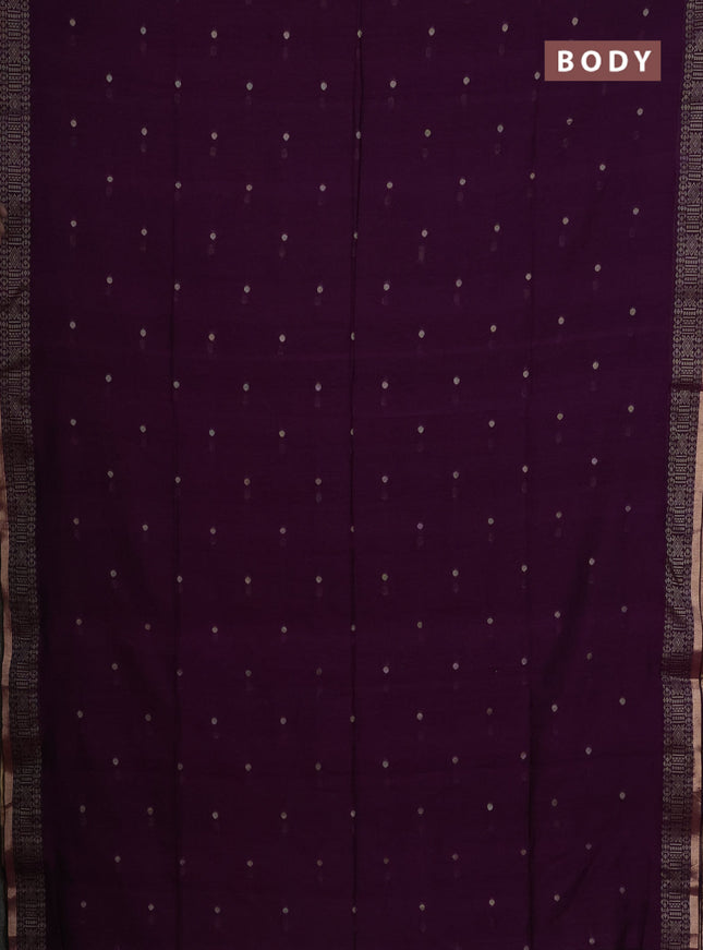 Bengal cotton saree purple with thread woven buttas and thread & zari woven border